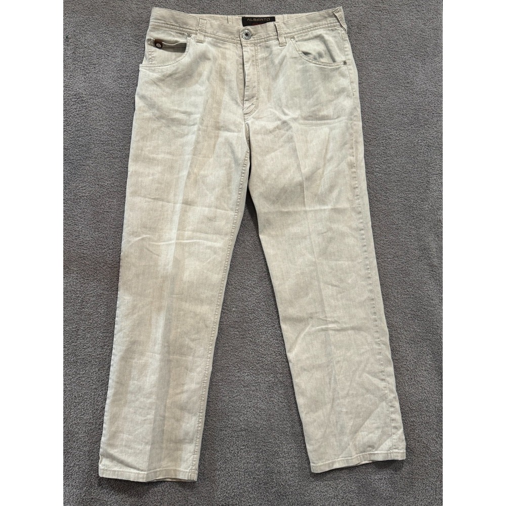 Alberto Men's Pants Modern Fit Gray Cotton Blend Casual Trousers Size (35/30)